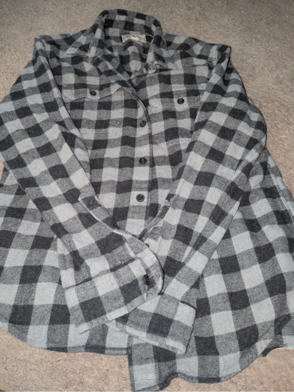 Mens & Womens Unisex Classic Plaid Button-Up Shirt - Gray Black Size Small
